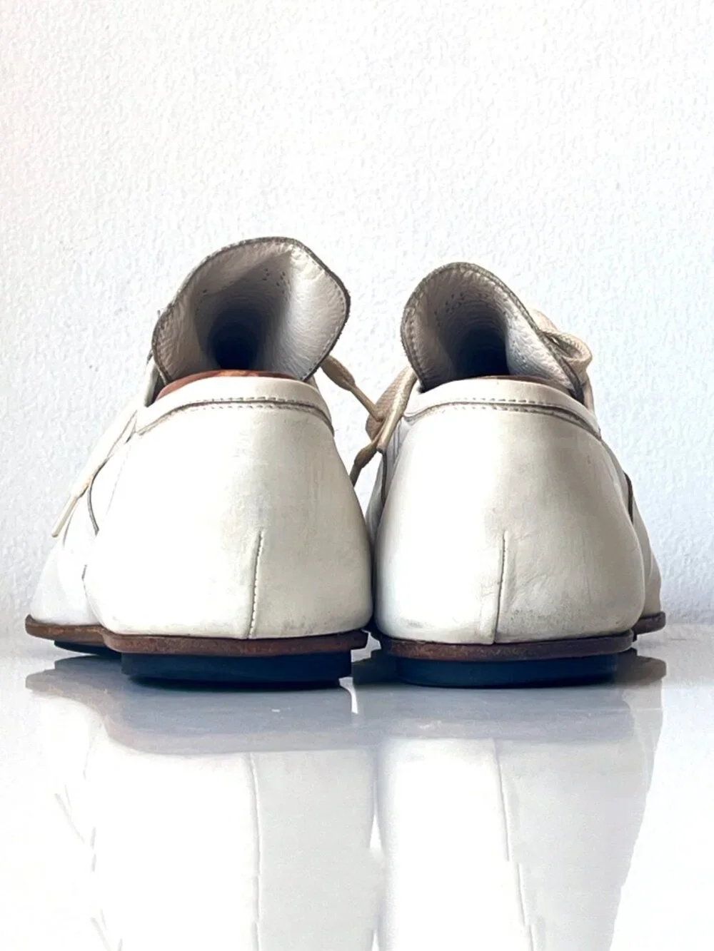 Vintage 90s Y2K Men's Gucci Tom Ford Off White Glove Leather Lace Up Shoes 8.5D